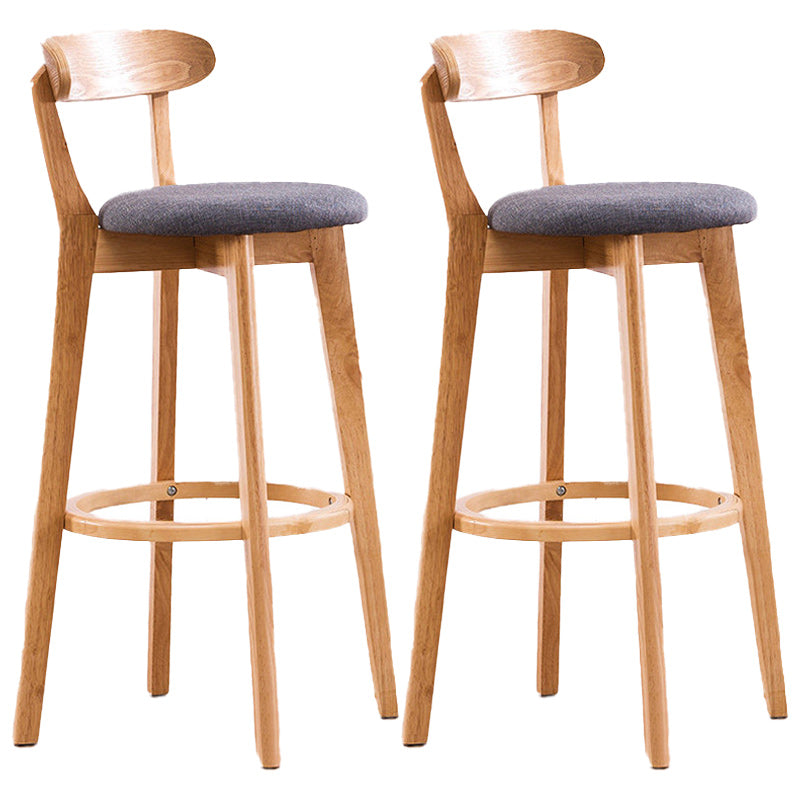 Scandinavian Dessert Shop Beech Stool Matte Finish Upholstered Bar Stools Grey Set of 2 Clearhalo 'Bar Furniture' 'Bar Stools' 'bar_stools' 'Furniture' 'furniture_bar_stools' 'Kitchen & Dining Furniture' 5044455