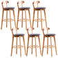 Scandinavian Dessert Shop Beech Stool Matte Finish Upholstered Bar Stools Grey Set of 6 Clearhalo 'Bar Furniture' 'Bar Stools' 'bar_stools' 'Furniture' 'furniture_bar_stools' 'Kitchen & Dining Furniture' 5044460