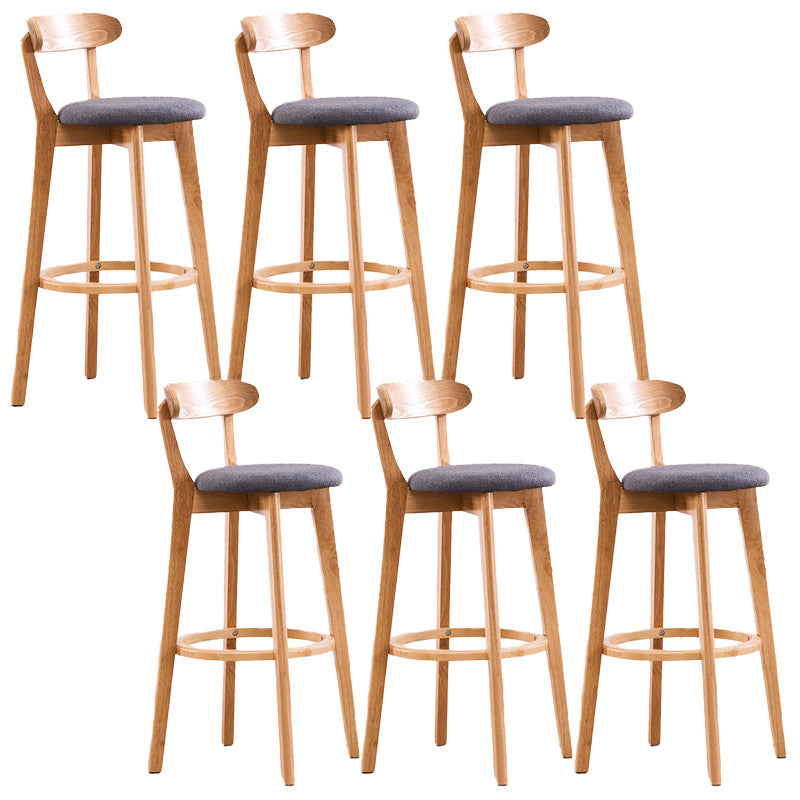 Scandinavian Dessert Shop Beech Stool Matte Finish Upholstered Bar Stools Grey Set of 6 Clearhalo 'Bar Furniture' 'Bar Stools' 'bar_stools' 'Furniture' 'furniture_bar_stools' 'Kitchen & Dining Furniture' 5044460