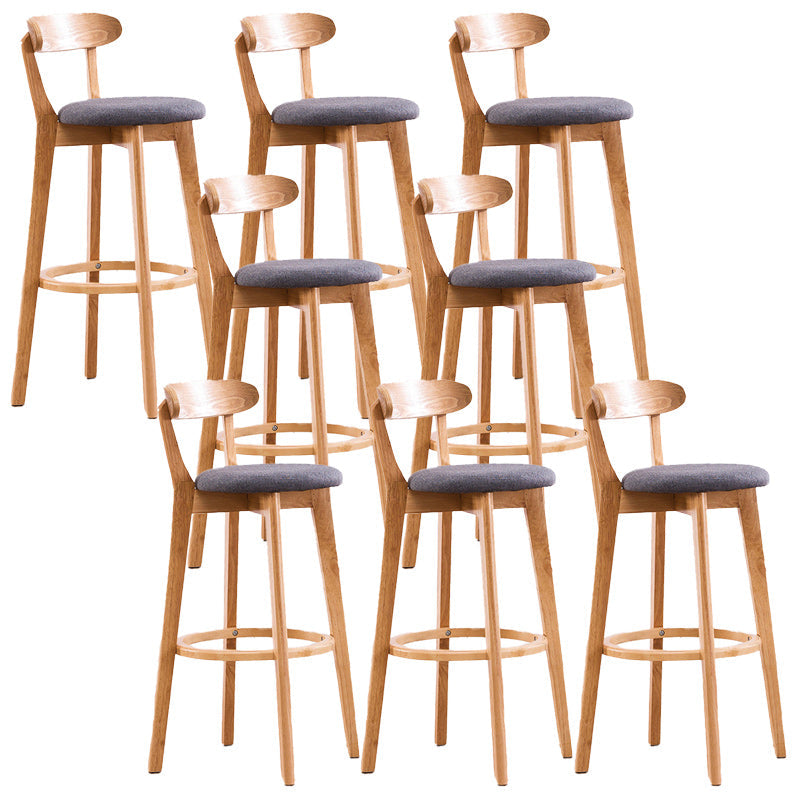 Scandinavian Dessert Shop Beech Stool Matte Finish Upholstered Bar Stools Grey Set of 8 Clearhalo 'Bar Furniture' 'Bar Stools' 'bar_stools' 'Furniture' 'furniture_bar_stools' 'Kitchen & Dining Furniture' 5044462
