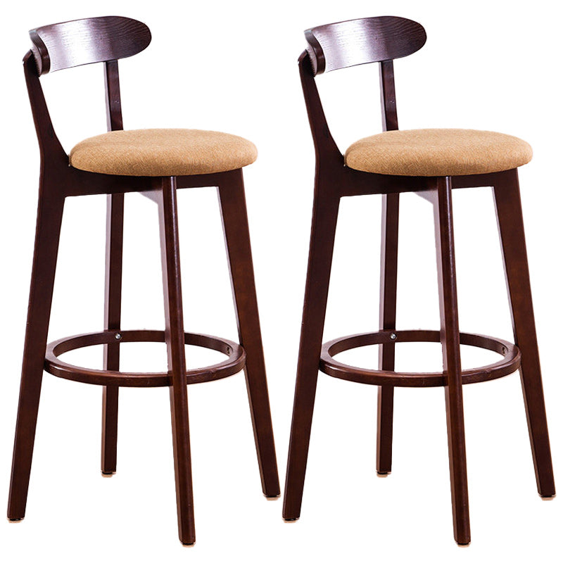 Scandinavian Dessert Shop Beech Stool Matte Finish Upholstered Bar Stools Yellow Set of 2 Clearhalo 'Bar Furniture' 'Bar Stools' 'bar_stools' 'Furniture' 'furniture_bar_stools' 'Kitchen & Dining Furniture' 5044463
