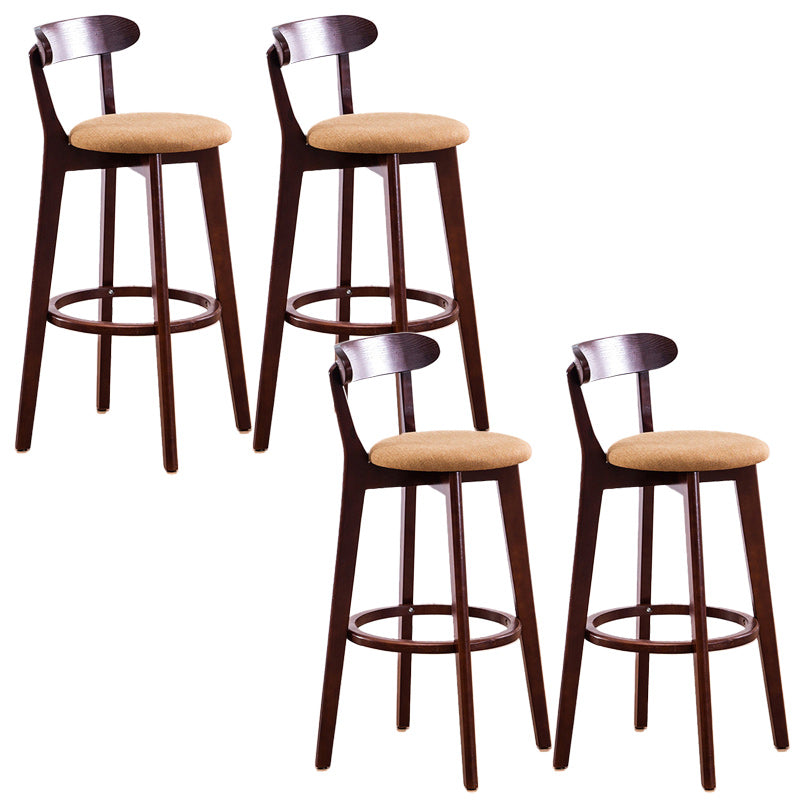 Scandinavian Dessert Shop Beech Stool Matte Finish Upholstered Bar Stools Yellow Set of 4 Clearhalo 'Bar Furniture' 'Bar Stools' 'bar_stools' 'Furniture' 'furniture_bar_stools' 'Kitchen & Dining Furniture' 5044465