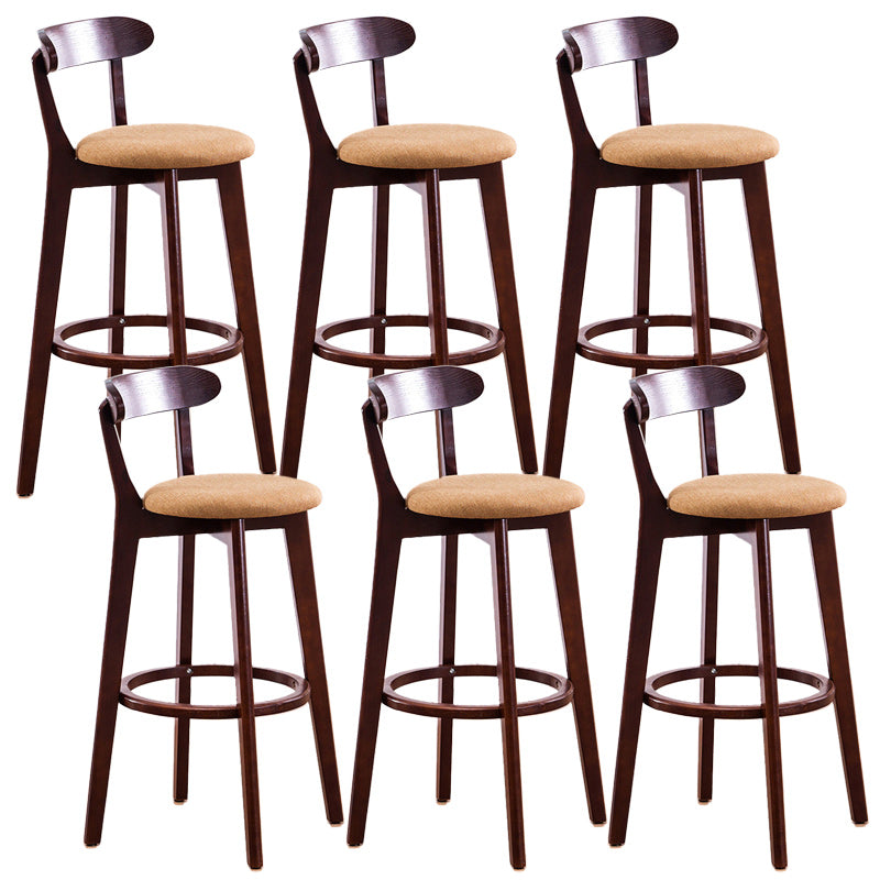 Scandinavian Dessert Shop Beech Stool Matte Finish Upholstered Bar Stools Yellow Set of 6 Clearhalo 'Bar Furniture' 'Bar Stools' 'bar_stools' 'Furniture' 'furniture_bar_stools' 'Kitchen & Dining Furniture' 5044468