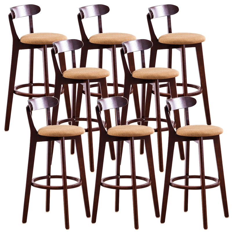 Scandinavian Dessert Shop Beech Stool Matte Finish Upholstered Bar Stools Yellow Set of 8 Clearhalo 'Bar Furniture' 'Bar Stools' 'bar_stools' 'Furniture' 'furniture_bar_stools' 'Kitchen & Dining Furniture' 5044469
