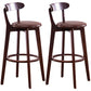 Scandinavian Dessert Shop Beech Stool Matte Finish Upholstered Bar Stools Brown Set of 2 Clearhalo 'Bar Furniture' 'Bar Stools' 'bar_stools' 'Furniture' 'furniture_bar_stools' 'Kitchen & Dining Furniture' 5044472