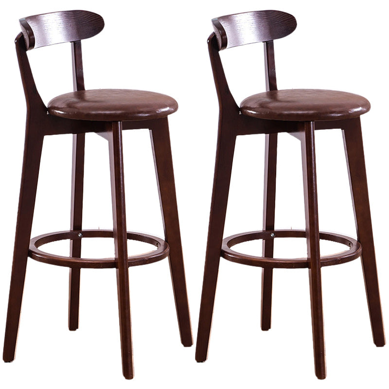 Scandinavian Dessert Shop Beech Stool Matte Finish Upholstered Bar Stools Brown Set of 2 Clearhalo 'Bar Furniture' 'Bar Stools' 'bar_stools' 'Furniture' 'furniture_bar_stools' 'Kitchen & Dining Furniture' 5044472