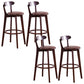 Scandinavian Dessert Shop Beech Stool Matte Finish Upholstered Bar Stools Brown Set of 4 Clearhalo 'Bar Furniture' 'Bar Stools' 'bar_stools' 'Furniture' 'furniture_bar_stools' 'Kitchen & Dining Furniture' 5044474