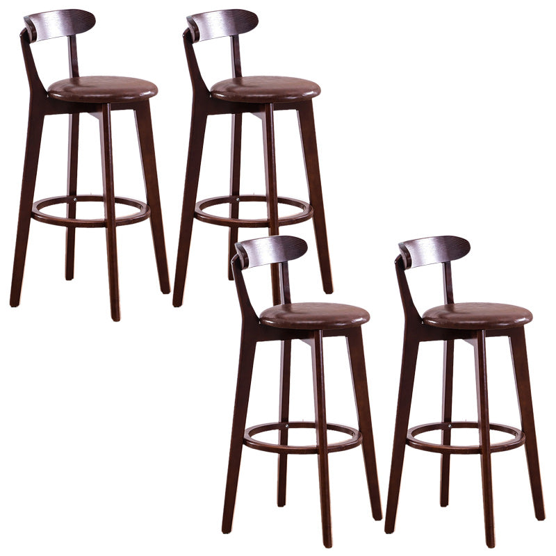 Scandinavian Dessert Shop Beech Stool Matte Finish Upholstered Bar Stools Brown Set of 4 Clearhalo 'Bar Furniture' 'Bar Stools' 'bar_stools' 'Furniture' 'furniture_bar_stools' 'Kitchen & Dining Furniture' 5044474