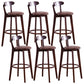 Scandinavian Dessert Shop Beech Stool Matte Finish Upholstered Bar Stools Brown Set of 6 Clearhalo 'Bar Furniture' 'Bar Stools' 'bar_stools' 'Furniture' 'furniture_bar_stools' 'Kitchen & Dining Furniture' 5044476