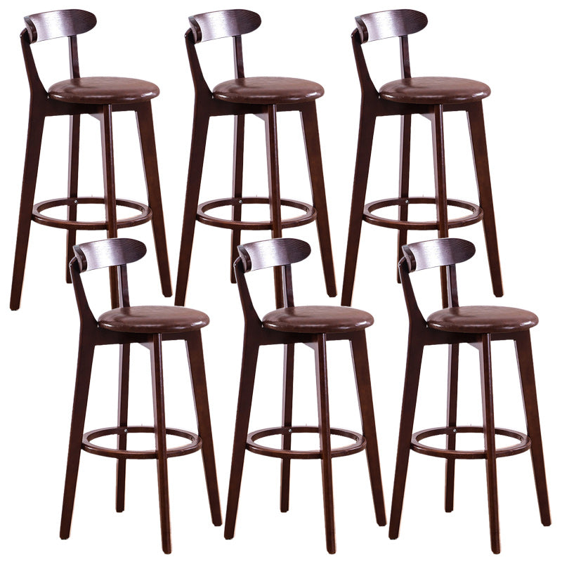 Scandinavian Dessert Shop Beech Stool Matte Finish Upholstered Bar Stools Brown Set of 6 Clearhalo 'Bar Furniture' 'Bar Stools' 'bar_stools' 'Furniture' 'furniture_bar_stools' 'Kitchen & Dining Furniture' 5044476