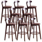 Scandinavian Dessert Shop Beech Stool Matte Finish Upholstered Bar Stools Brown Set of 8 Clearhalo 'Bar Furniture' 'Bar Stools' 'bar_stools' 'Furniture' 'furniture_bar_stools' 'Kitchen & Dining Furniture' 5044477