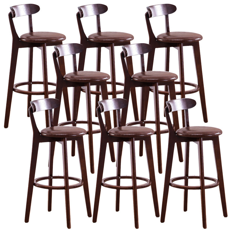 Scandinavian Dessert Shop Beech Stool Matte Finish Upholstered Bar Stools Brown Set of 8 Clearhalo 'Bar Furniture' 'Bar Stools' 'bar_stools' 'Furniture' 'furniture_bar_stools' 'Kitchen & Dining Furniture' 5044477