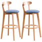 Scandinavian Dessert Shop Beech Stool Matte Finish Upholstered Bar Stools Blue Set of 2 Clearhalo 'Bar Furniture' 'Bar Stools' 'bar_stools' 'Furniture' 'furniture_bar_stools' 'Kitchen & Dining Furniture' 5044478