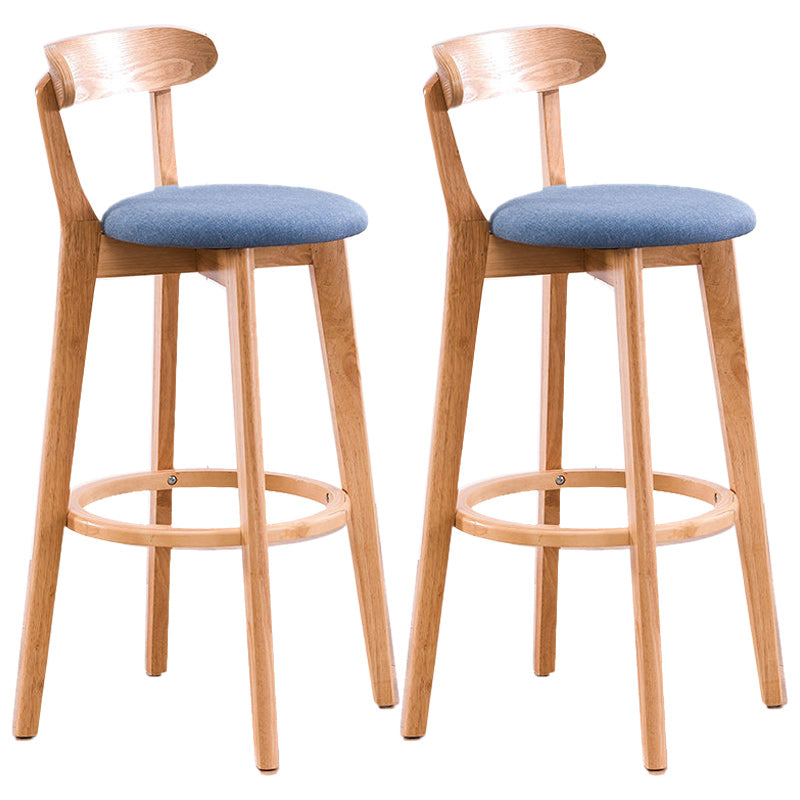 Scandinavian Dessert Shop Beech Stool Matte Finish Upholstered Bar Stools Blue Set of 2 Clearhalo 'Bar Furniture' 'Bar Stools' 'bar_stools' 'Furniture' 'furniture_bar_stools' 'Kitchen & Dining Furniture' 5044478