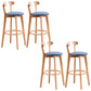 Scandinavian Dessert Shop Beech Stool Matte Finish Upholstered Bar Stools Blue Set of 4 Clearhalo 'Bar Furniture' 'Bar Stools' 'bar_stools' 'Furniture' 'furniture_bar_stools' 'Kitchen & Dining Furniture' 5044479