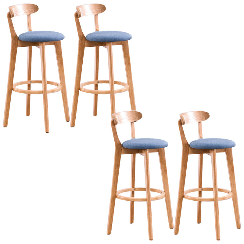 Scandinavian Dessert Shop Beech Stool Matte Finish Upholstered Bar Stools Blue Set of 4 Clearhalo 'Bar Furniture' 'Bar Stools' 'bar_stools' 'Furniture' 'furniture_bar_stools' 'Kitchen & Dining Furniture' 5044479