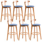 Scandinavian Dessert Shop Beech Stool Matte Finish Upholstered Bar Stools Blue Set of 6 Clearhalo 'Bar Furniture' 'Bar Stools' 'bar_stools' 'Furniture' 'furniture_bar_stools' 'Kitchen & Dining Furniture' 5044480