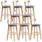 Scandinavian Dessert Shop Beech Stool Matte Finish Upholstered Bar Stools Blue Set of 8 Clearhalo 'Bar Furniture' 'Bar Stools' 'bar_stools' 'Furniture' 'furniture_bar_stools' 'Kitchen & Dining Furniture' 5044481
