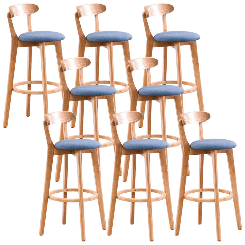Scandinavian Dessert Shop Beech Stool Matte Finish Upholstered Bar Stools Blue Set of 8 Clearhalo 'Bar Furniture' 'Bar Stools' 'bar_stools' 'Furniture' 'furniture_bar_stools' 'Kitchen & Dining Furniture' 5044481