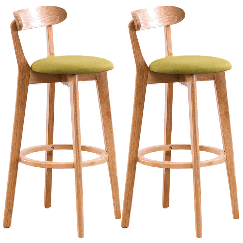 Scandinavian Dessert Shop Beech Stool Matte Finish Upholstered Bar Stools Green Set of 2 Clearhalo 'Bar Furniture' 'Bar Stools' 'bar_stools' 'Furniture' 'furniture_bar_stools' 'Kitchen & Dining Furniture' 5044482