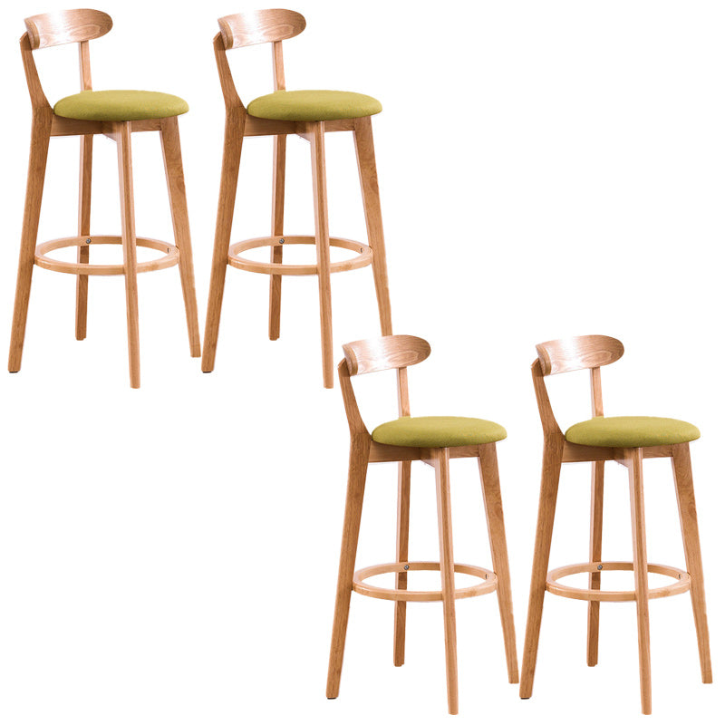 Scandinavian Dessert Shop Beech Stool Matte Finish Upholstered Bar Stools Green Set of 4 Clearhalo 'Bar Furniture' 'Bar Stools' 'bar_stools' 'Furniture' 'furniture_bar_stools' 'Kitchen & Dining Furniture' 5044483