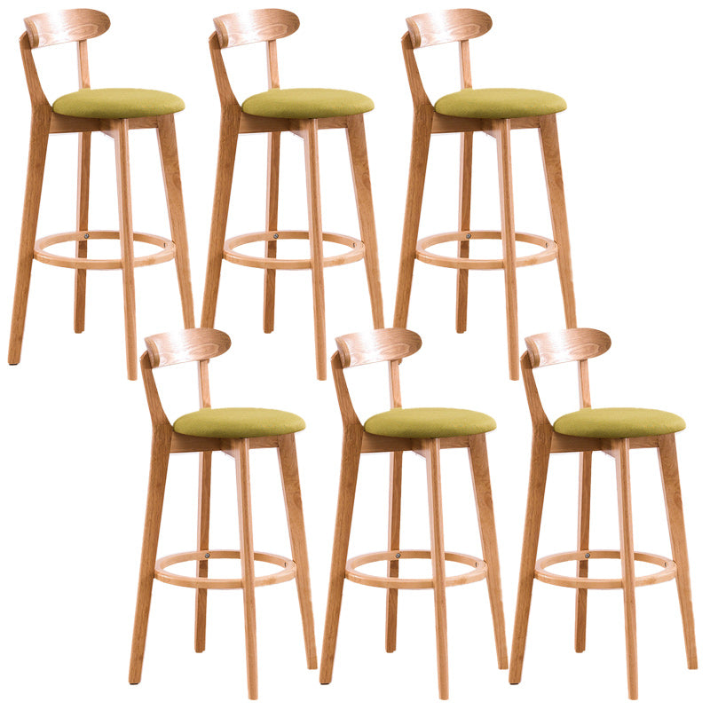 Scandinavian Dessert Shop Beech Stool Matte Finish Upholstered Bar Stools Green Set of 6 Clearhalo 'Bar Furniture' 'Bar Stools' 'bar_stools' 'Furniture' 'furniture_bar_stools' 'Kitchen & Dining Furniture' 5044484
