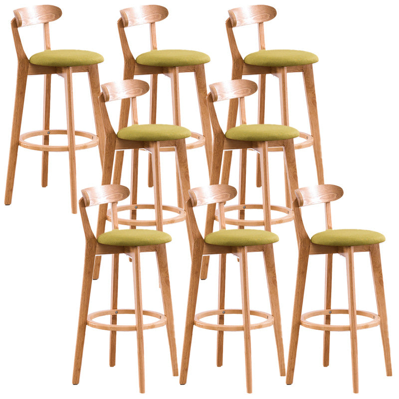 Scandinavian Dessert Shop Beech Stool Matte Finish Upholstered Bar Stools Green Set of 8 Clearhalo 'Bar Furniture' 'Bar Stools' 'bar_stools' 'Furniture' 'furniture_bar_stools' 'Kitchen & Dining Furniture' 5044485