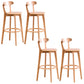 Scandinavian Dessert Shop Beech Stool Matte Finish Upholstered Bar Stools Wood Set of 4 Clearhalo 'Bar Furniture' 'Bar Stools' 'bar_stools' 'Furniture' 'furniture_bar_stools' 'Kitchen & Dining Furniture' 5044487