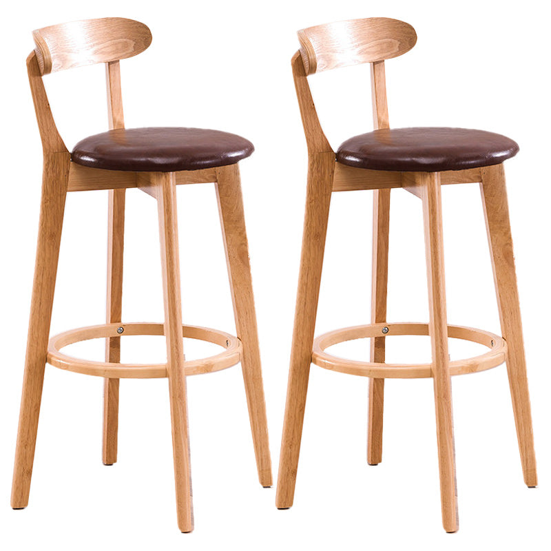 Scandinavian Dessert Shop Beech Stool Matte Finish Upholstered Bar Stools Light Brown Set of 2 Clearhalo 'Bar Furniture' 'Bar Stools' 'bar_stools' 'Furniture' 'furniture_bar_stools' 'Kitchen & Dining Furniture' 5044490