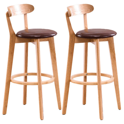 Scandinavian Dessert Shop Beech Stool Matte Finish Upholstered Bar Stools Light Brown Set of 2 Clearhalo 'Bar Furniture' 'Bar Stools' 'bar_stools' 'Furniture' 'furniture_bar_stools' 'Kitchen & Dining Furniture' 5044490