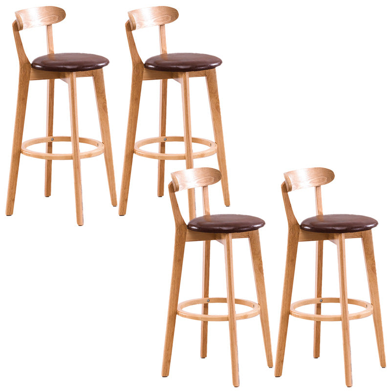 Scandinavian Dessert Shop Beech Stool Matte Finish Upholstered Bar Stools Light Brown Set of 4 Clearhalo 'Bar Furniture' 'Bar Stools' 'bar_stools' 'Furniture' 'furniture_bar_stools' 'Kitchen & Dining Furniture' 5044491