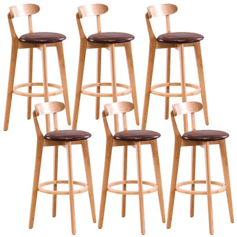 Scandinavian Dessert Shop Beech Stool Matte Finish Upholstered Bar Stools Light Brown Set of 6 Clearhalo 'Bar Furniture' 'Bar Stools' 'bar_stools' 'Furniture' 'furniture_bar_stools' 'Kitchen & Dining Furniture' 5044492