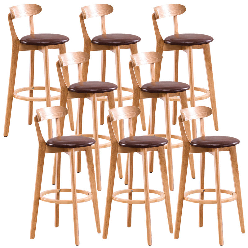 Scandinavian Dessert Shop Beech Stool Matte Finish Upholstered Bar Stools Light Brown Set of 8 Clearhalo 'Bar Furniture' 'Bar Stools' 'bar_stools' 'Furniture' 'furniture_bar_stools' 'Kitchen & Dining Furniture' 5044493