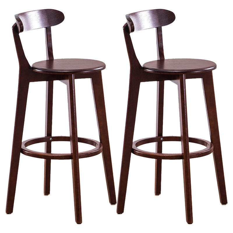 Scandinavian Dessert Shop Beech Stool Matte Finish Upholstered Bar Stools Walnut Set of 2 Clearhalo 'Bar Furniture' 'Bar Stools' 'bar_stools' 'Furniture' 'furniture_bar_stools' 'Kitchen & Dining Furniture' 5044494