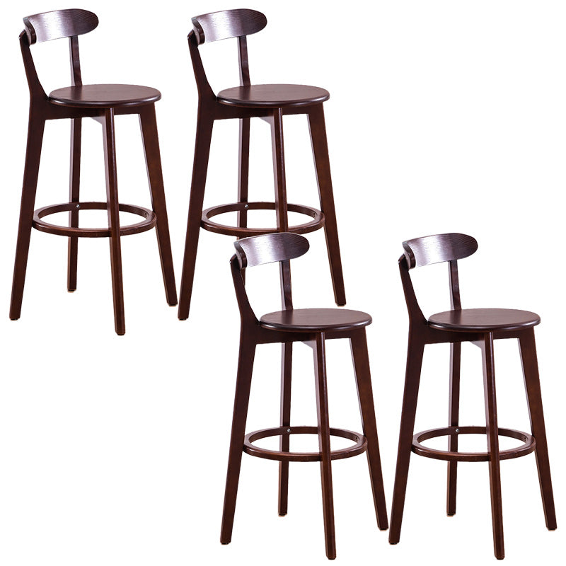 Scandinavian Dessert Shop Beech Stool Matte Finish Upholstered Bar Stools Walnut Set of 4 Clearhalo 'Bar Furniture' 'Bar Stools' 'bar_stools' 'Furniture' 'furniture_bar_stools' 'Kitchen & Dining Furniture' 5044495