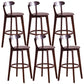 Scandinavian Dessert Shop Beech Stool Matte Finish Upholstered Bar Stools Walnut Set of 6 Clearhalo 'Bar Furniture' 'Bar Stools' 'bar_stools' 'Furniture' 'furniture_bar_stools' 'Kitchen & Dining Furniture' 5044496