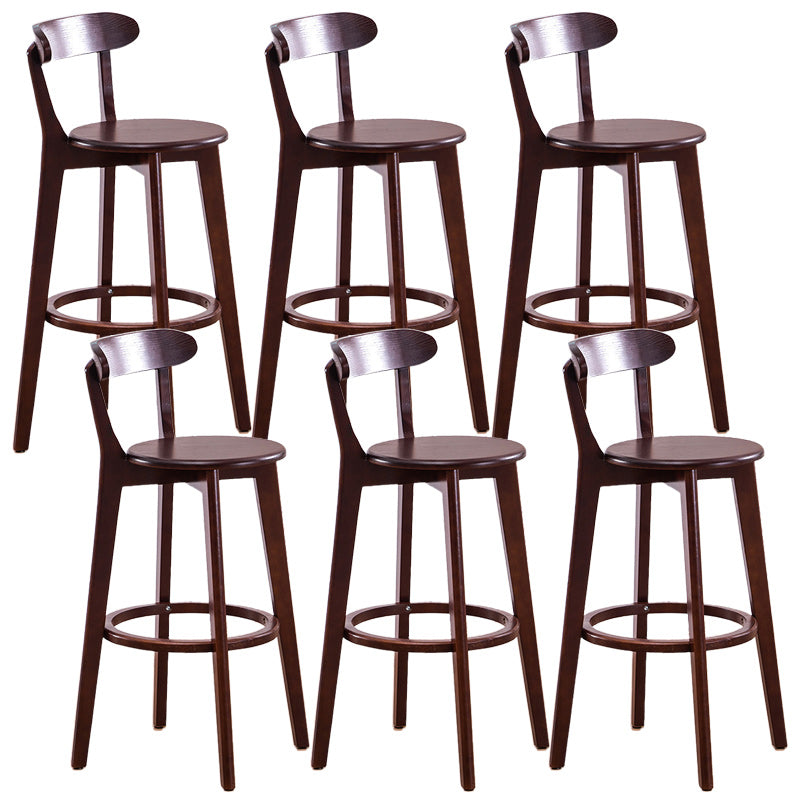 Scandinavian Dessert Shop Beech Stool Matte Finish Upholstered Bar Stools Walnut Set of 6 Clearhalo 'Bar Furniture' 'Bar Stools' 'bar_stools' 'Furniture' 'furniture_bar_stools' 'Kitchen & Dining Furniture' 5044496