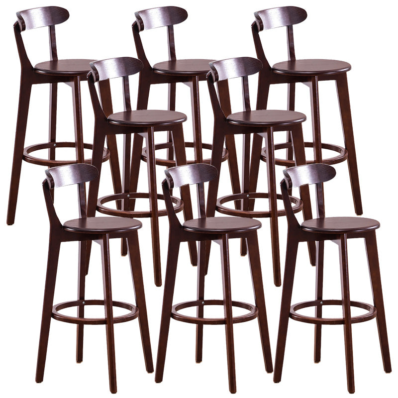 Scandinavian Dessert Shop Beech Stool Matte Finish Upholstered Bar Stools Walnut Set of 8 Clearhalo 'Bar Furniture' 'Bar Stools' 'bar_stools' 'Furniture' 'furniture_bar_stools' 'Kitchen & Dining Furniture' 5044497