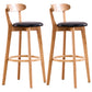 Scandinavian Dessert Shop Beech Stool Matte Finish Upholstered Bar Stools Natural Wood Black Set of 2 Clearhalo 'Bar Furniture' 'Bar Stools' 'bar_stools' 'Furniture' 'furniture_bar_stools' 'Kitchen & Dining Furniture' 5044498