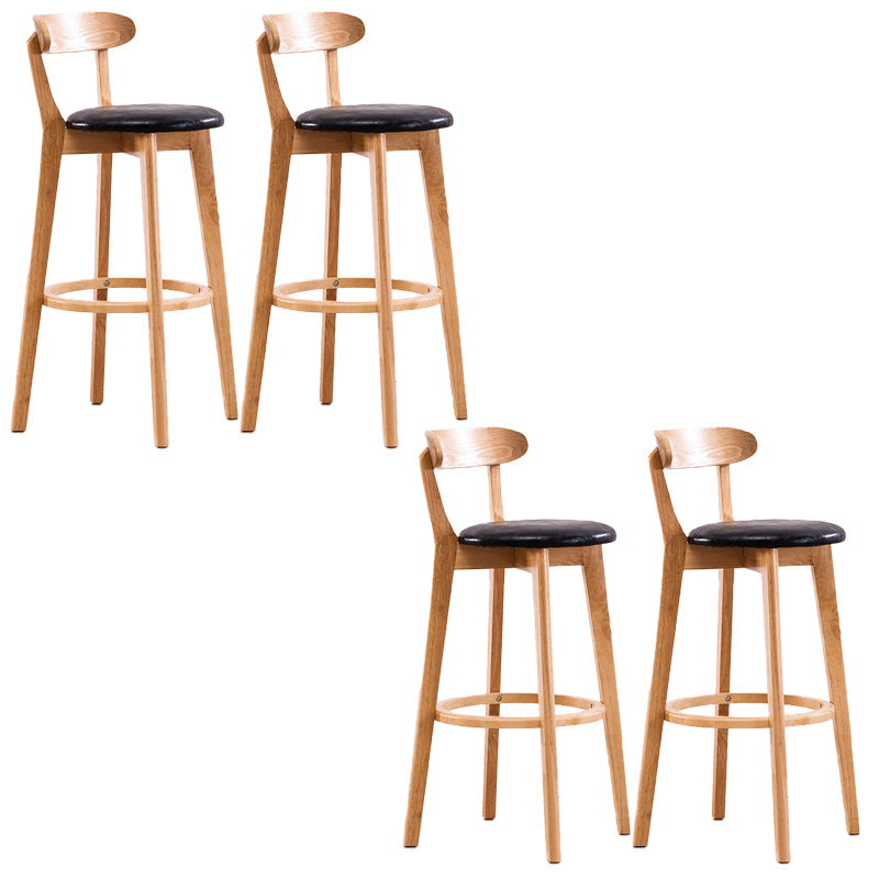 Scandinavian Dessert Shop Beech Stool Matte Finish Upholstered Bar Stools Natural Wood Black Set of 4 Clearhalo 'Bar Furniture' 'Bar Stools' 'bar_stools' 'Furniture' 'furniture_bar_stools' 'Kitchen & Dining Furniture' 5044499