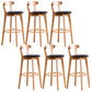 Scandinavian Dessert Shop Beech Stool Matte Finish Upholstered Bar Stools Natural Wood Black Set of 6 Clearhalo 'Bar Furniture' 'Bar Stools' 'bar_stools' 'Furniture' 'furniture_bar_stools' 'Kitchen & Dining Furniture' 5044500