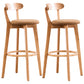 Scandinavian Dessert Shop Beech Stool Matte Finish Upholstered Bar Stools Natural Wood Yellow Set of 2 Clearhalo 'Bar Furniture' 'Bar Stools' 'bar_stools' 'Furniture' 'furniture_bar_stools' 'Kitchen & Dining Furniture' 5044502
