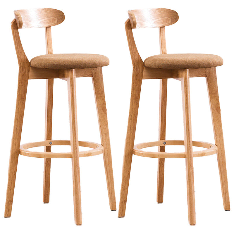 Scandinavian Dessert Shop Beech Stool Matte Finish Upholstered Bar Stools Natural Wood Yellow Set of 2 Clearhalo 'Bar Furniture' 'Bar Stools' 'bar_stools' 'Furniture' 'furniture_bar_stools' 'Kitchen & Dining Furniture' 5044502