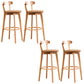 Scandinavian Dessert Shop Beech Stool Matte Finish Upholstered Bar Stools Natural Wood Yellow Set of 4 Clearhalo 'Bar Furniture' 'Bar Stools' 'bar_stools' 'Furniture' 'furniture_bar_stools' 'Kitchen & Dining Furniture' 5044503