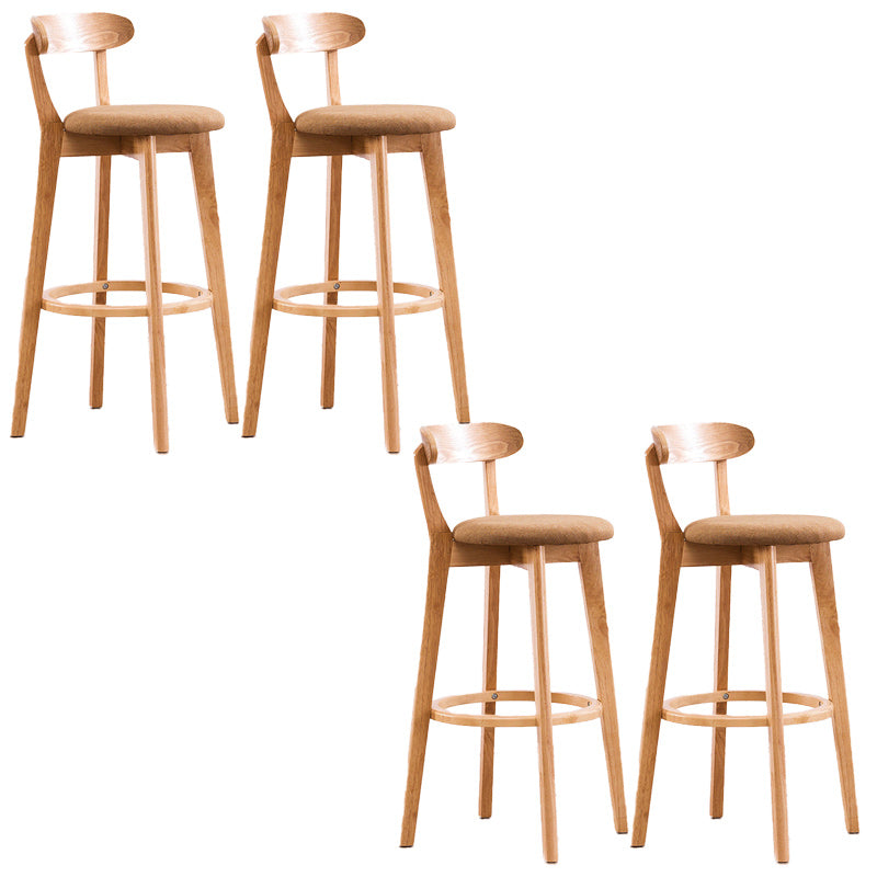 Scandinavian Dessert Shop Beech Stool Matte Finish Upholstered Bar Stools Natural Wood Yellow Set of 4 Clearhalo 'Bar Furniture' 'Bar Stools' 'bar_stools' 'Furniture' 'furniture_bar_stools' 'Kitchen & Dining Furniture' 5044503