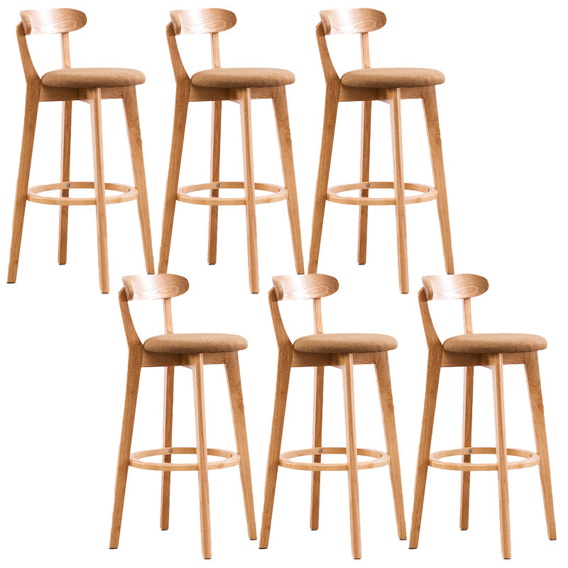 Scandinavian Dessert Shop Beech Stool Matte Finish Upholstered Bar Stools Natural Wood Yellow Set of 6 Clearhalo 'Bar Furniture' 'Bar Stools' 'bar_stools' 'Furniture' 'furniture_bar_stools' 'Kitchen & Dining Furniture' 5044504