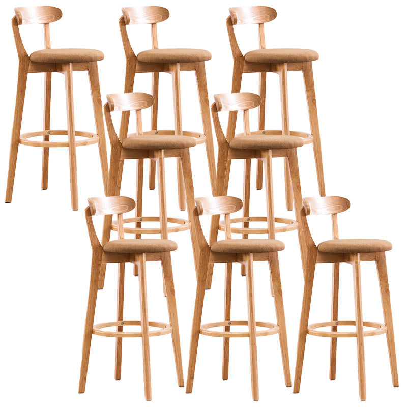 Scandinavian Dessert Shop Beech Stool Matte Finish Upholstered Bar Stools Natural Wood Yellow Set of 8 Clearhalo 'Bar Furniture' 'Bar Stools' 'bar_stools' 'Furniture' 'furniture_bar_stools' 'Kitchen & Dining Furniture' 5044505
