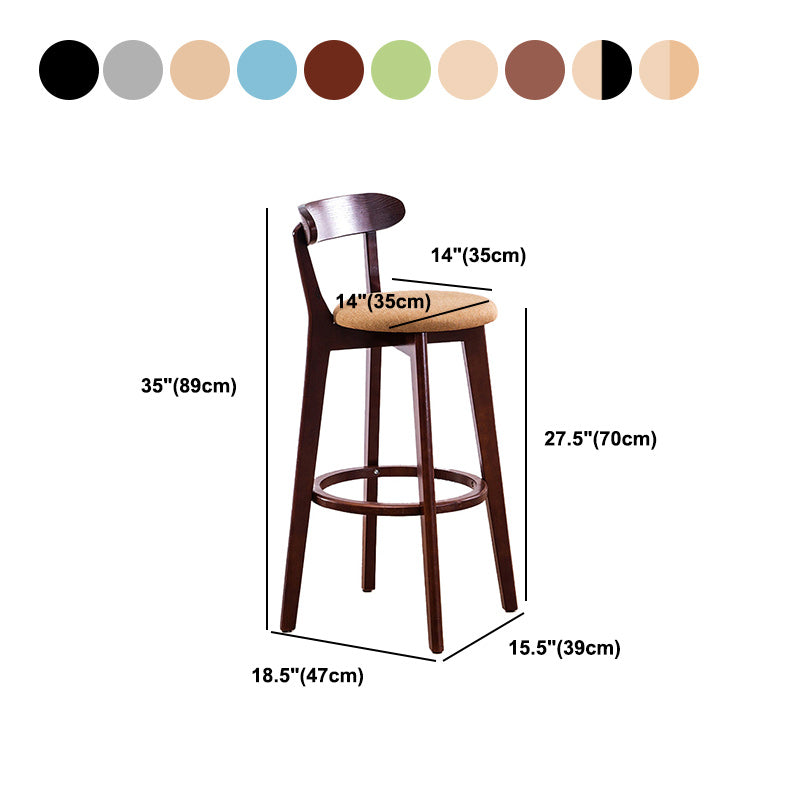 Scandinavian Dessert Shop Beech Stool Matte Finish Upholstered Bar Stools Clearhalo 'Bar Furniture' 'Bar Stools' 'bar_stools' 'Furniture' 'furniture_bar_stools' 'Kitchen & Dining Furniture' 5044506