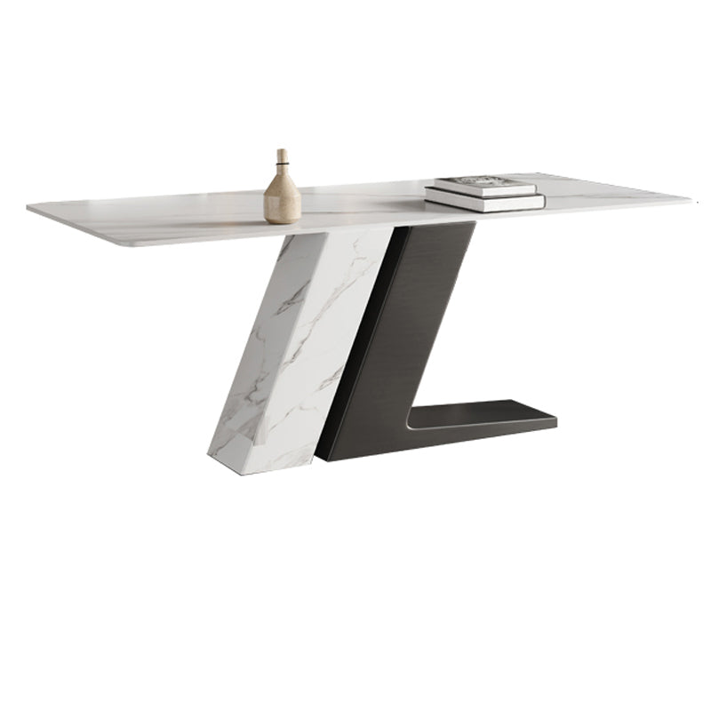 Modern Stainless Steel Dinette Set 1/2/5/7 Pieces Sintered Stone Top Dining Table Set Black 70.9"L x 35.4"W Clearhalo 'Dining Room Sets' 'Dining Tables & Seating' 'dining_room_set' 'furn' 'furn_dining_room_set' 'Furniture' 'furniture_dining_room_set' 'Kitchen & Dining Furniture' 5044508