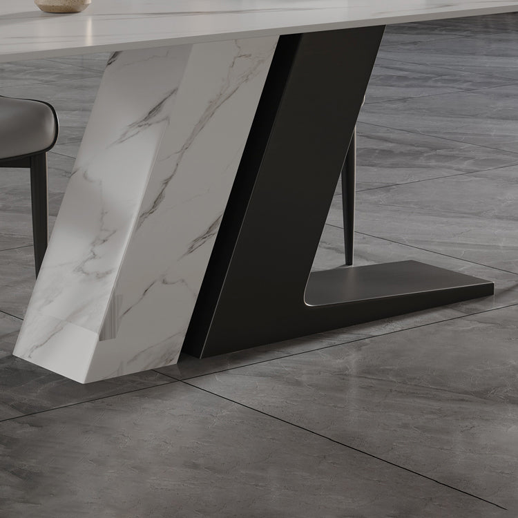 Modern Stainless Steel Dinette Set 1/2/5/7 Pieces Sintered Stone Top Dining Table Set Clearhalo 'Dining Room Sets' 'Dining Tables & Seating' 'dining_room_set' 'furn' 'furn_dining_room_set' 'Furniture' 'furniture_dining_room_set' 'Kitchen & Dining Furniture' 5044517